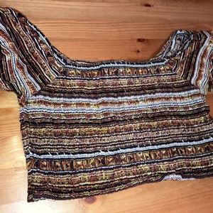 Eyelet Sleeve Crop Top